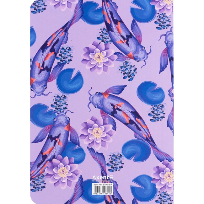 ბლოკნოტი ჩასანიშნი AXENT Fish A5, 80ფ. უჯრა 8700-3-A lilac blue
