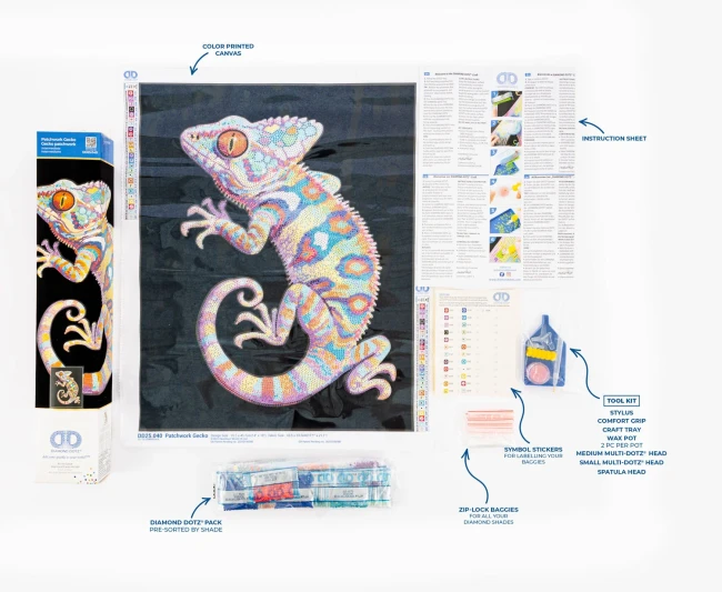 კრისტალური მოზაიკა Diamond Dotz DD25040 45.7*35.5სმ. Patchwork Gecko
