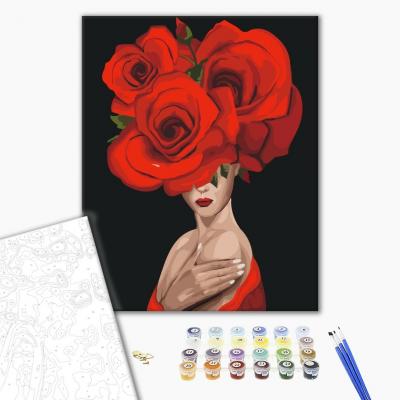 გასაფერადებელი ნომრებით Brushme BS36694 Queen of Roses  40*50სმ. ტილო ჩარჩოზე, აკრილის საღებავი, ფუნჯები /ნაკრები/