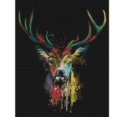 გასაფერადებელი ნომრებით BrushMe BS51379 Colorful deer 40*50სმ. ტილო ჩარჩოზე, აკრილის საღებავი, ფუნჯები /ნაკრები/