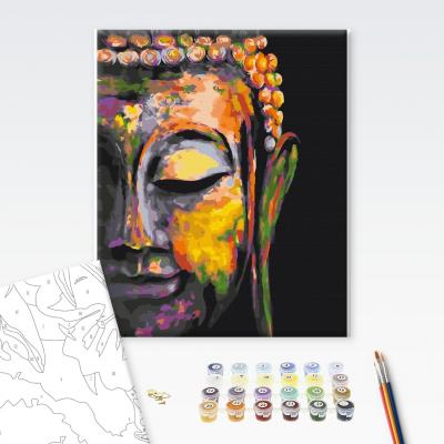 გასაფერადებელი ნომრებით BrushMe BS30220 multicolored buddha 40*50სმ. ტილო ჩარჩოზე, აკრილის საღებავი, ფუნჯები /ნაკრები/