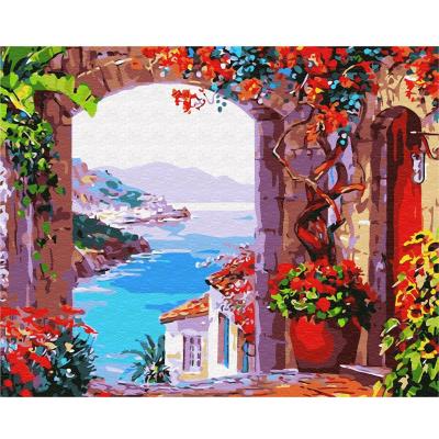 გასაფერადებელი ნომრებით BrushMe GX7258 Window to the beach 40*50სმ. ტილო ჩარჩოზე, აკრილის საღებავი, ფუნჯები /ნაკრები/