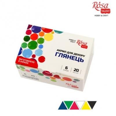საღებავი აკრილის დეკორ. ROSA TALENT 90747255 ნაკრები 6*20მლ Glossy
