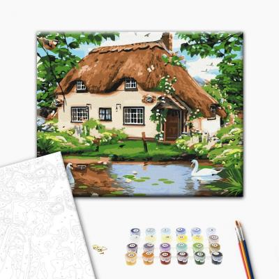 გასაფერადებელი ნომრებით BrushMe BS8291 Country house 40*50სმ. ტილო ჩარჩოზე, აკრილის საღებავი, ფუნჯები /ნაკრები/