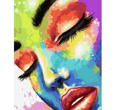 გასაფერადებელი ნომრებით BrushMe GX37607 Woman in paints 40*50სმ. ტილო ჩარჩოზე, აკრილის საღებავი, ფუნჯები /ნაკრები/