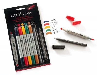 მარკერი BrushPen COPIC Ciao ნაკრებში 5+1 Hues 22075551