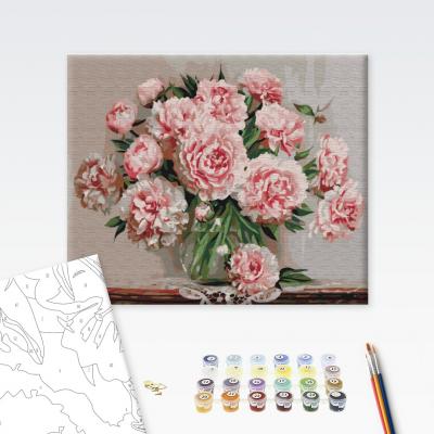 გასაფერადებელი ნომრებით BrushMe BS5581 garden peonies 40*50სმ. ტილო ჩარჩოზე, აკრილის საღებავი, ფუნჯები /ნაკრები/