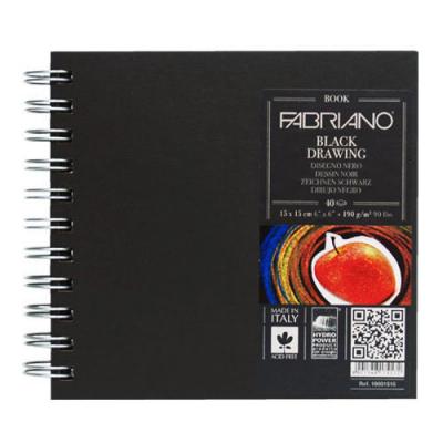 ქაღალდის ბლოკი ზამბ. FABRIANO BLACK DRAWING 15*15სმ. 40ფ. 190გრ.  19001515