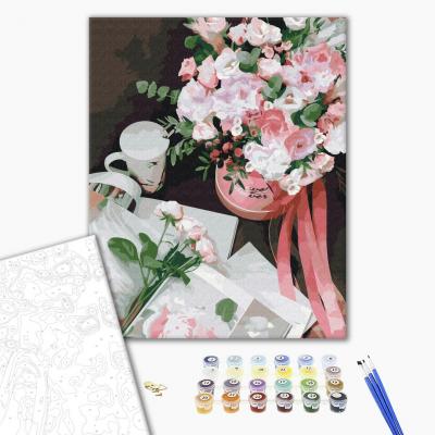 გასაფერადებელი ნომრებით BrushMe BS52852 A basket of flowers 40*50სმ. ტილო ჩარჩოზე, აკრილის საღებავი, ფუნჯები /ნაკრები/