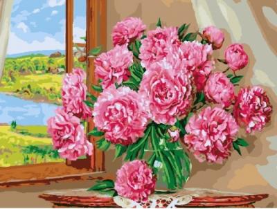 გასაფერადებელი ნომრებით BrushMe GX9904 Bright peonies 40*50სმ. ტილო ჩარჩოზე, აკრილის საღებავი, ფუნჯები /ნაკრები/