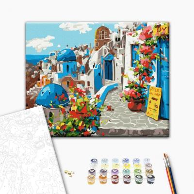 გასაფერადებელი ნომრებით BrushMe BS22383 Summer in Santorini 40*50სმ. ტილო ჩარჩოზე, აკრილის საღებავი, ფუნჯები /ნაკრები/