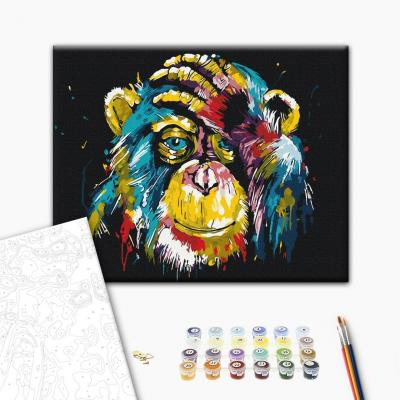 გასაფერადებელი ნომრებით BrushMe BS25714 A colorful chimpanzee 40*50სმ. ტილო ჩარჩოზე, აკრილის საღებავი, ფუნჯები /ნაკრები/