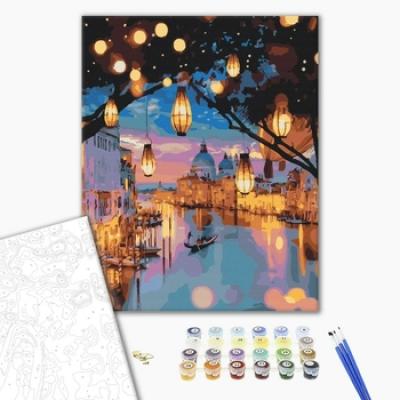 გასაფერადებელი ნომრებით BrushMe BS24915 Night lights of Venice 40*50სმ. ტილო ჩარჩოზე, აკრილის საღებავი, ფუნჯები /ნაკრები/