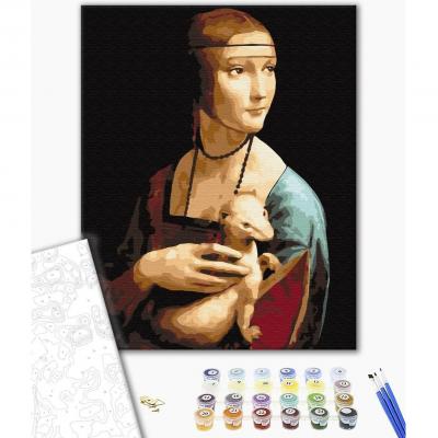 გასაფერადებელი ნომრებით BrushMe GX29283 Lady with an ermine.Leonardo da Vinci 40*50სმ. ტილო ჩარჩოზე, აკრილის საღებავი, ფუნჯები /ნაკრები/
