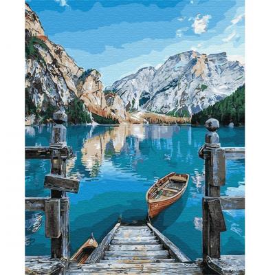 გასაფერადებელი ნომრებით BrushMe BS29450 Boat at Lake Braies 40*50სმ. ტილო ჩარჩოზე, აკრილის საღებავი, ფუნჯები /ნაკრები/