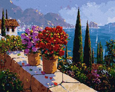 გასაფერადებელი ნომრებით BrushMe GX34326 Garden with a landscape view 40*50სმ. ტილო ჩარჩოზე, აკრილის საღებავი, ფუნჯები /ნაკრები/