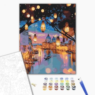 გასაფერადებელი ნომრებით BrushMe GX24915 Venice night lights 40*50სმ. ტილო ჩარჩოზე, აკრილის საღებავი, ფუნჯები /ნაკრები/