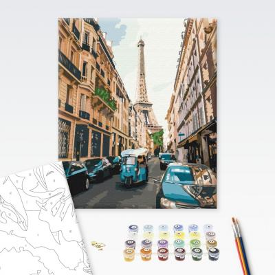 გასაფერადებელი ნომრებით BrushMe BS52329 Tourist Paris 40*50სმ. ტილო ჩარჩოზე, აკრილის საღებავი, ფუნჯები /ნაკრები/