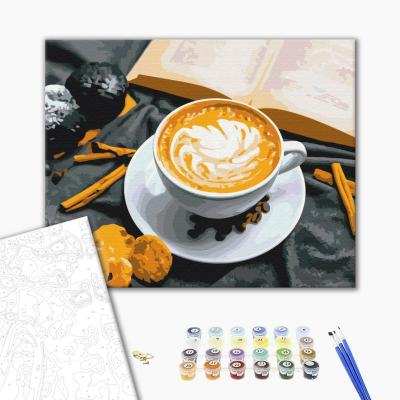 გასაფერადებელი ნომრებით BrushMe BS52634 Coffee with cinnamon flavor 40*50სმ. ტილო ჩარჩოზე, აკრილის საღებავი, ფუნჯები /ნაკრები/