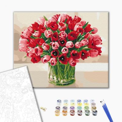 გასაფერადებელი ნომრებით BrushMe BS51742 A bouquet of tulips for a loved one 40*50სმ. ტილო ჩარჩოზე, აკრილის საღებავი, ფუნჯები /ნაკრები/