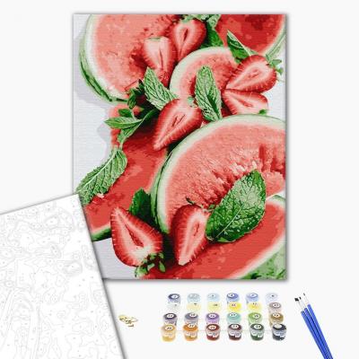 გასაფერადებელი ნომრებით BrushMe GX30221 Watermelon and strawberry 40*50სმ. ტილო ჩარჩოზე, აკრილის საღებავი, ფუნჯები /ნაკრები/