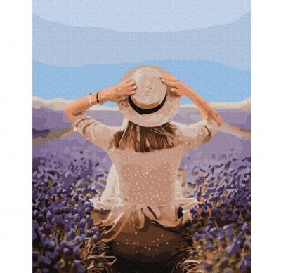 გასაფერადებელი ნომრებით BrushMe GX37568 Traveler in a lavender field 40*50სმ. ტილო ჩარჩოზე, აკრილის საღებავი, ფუნჯები /ნაკრები/