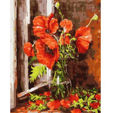 გასაფერადებელი ნომრებით BrushMe GX25120 Field poppies bouquet 40*50სმ. ტილო ჩარჩოზე, აკრილის საღებავი, ფუნჯები /ნაკრები/