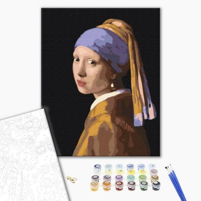 გასაფერადებელი ნომრებით BrushMe G223 Girl with a pearl earring.Jan Vermeer 40*50სმ. ტილო ჩარჩოზე, აკრილის საღებავი, ფუნჯები /ნაკრები/