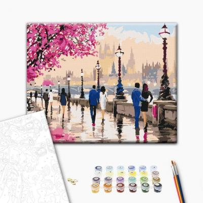 გასაფერადებელი ნომრებით BrushMe BS52784 A walk through romantic London 40*50სმ. ტილო ჩარჩოზე, აკრილის საღებავი, ფუნჯები /ნაკრები/
