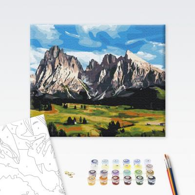 გასაფერადებელი ნომრებით Brushme BS52882 Mountain landscape  40*50სმ. ტილო ჩარჩოზე, აკრილის საღებავი, ფუნჯები /ნაკრები/