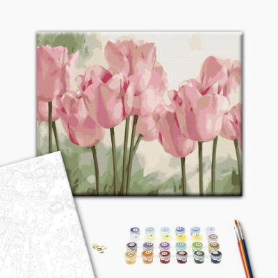 გასაფერადებელი ნომრებით BrushMe BS53322 Delicate tulips 40*50სმ. ტილო ჩარჩოზე, აკრილის საღებავი, ფუნჯები /ნაკრები/