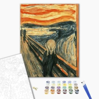 გასაფერადებელი ნომრებით BrushMe G322 Scream, Edvard Munch 40*50სმ. ტილო ჩარჩოზე, აკრილის საღებავი, ფუნჯები /ნაკრები/