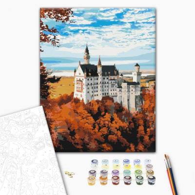 გასაფერადებელი ნომრებით BrushMe BS52617 Autumn view of Neuschwanstein 40*50სმ. ტილო ჩარჩოზე, აკრილის საღებავი, ფუნჯები /ნაკრები/