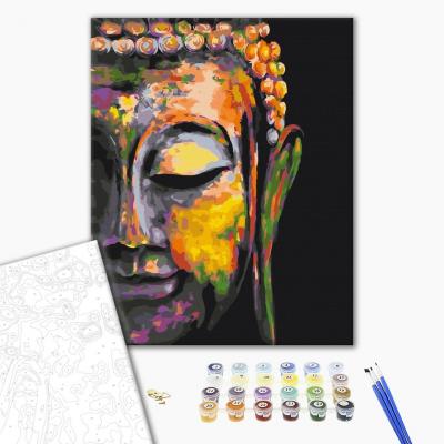 გასაფერადებელი ნომრებით BrushMe GX30220 multicolored buddha 40*50სმ. ტილო ჩარჩოზე, აკრილის საღებავი, ფუნჯები /ნაკრები/