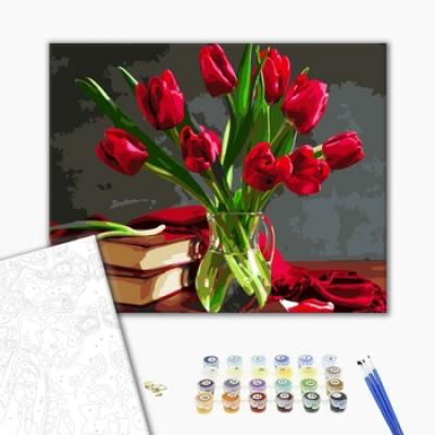 გასაფერადებელი ნომრებით BrushMe GX8115 Bouquet of tulips 40*50სმ. ტილო ჩარჩოზე, აკრილის საღებავი, ფუნჯები /ნაკრები/