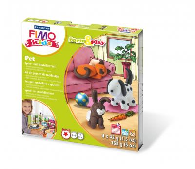 პოლიმერული თიხა STAEDTLER FIMO kids 42გრ.ნაკრები pets 8034 02 LY