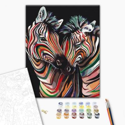გასაფერადებელი ნომრებით Brushme BS23783 A pair of rainbow zebras  40*50სმ. ტილო ჩარჩოზე, აკრილის საღებავი, ფუნჯები /ნაკრები/