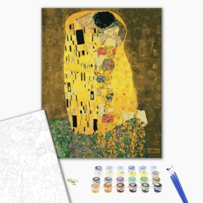 გასაფერადებელი ნომრებით BrushMe GX21783 The Kiss by Gustav Klimt 40*50სმ. ტილო ჩარჩოზე, აკრილის საღებავი, ფუნჯები /ნაკრები/