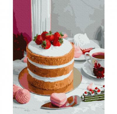 გასაფერადებელი ნომრებით BrushMe GX37548 Berry dessert 40*50სმ. ტილო ჩარჩოზე, აკრილის საღებავი, ფუნჯები /ნაკრები/