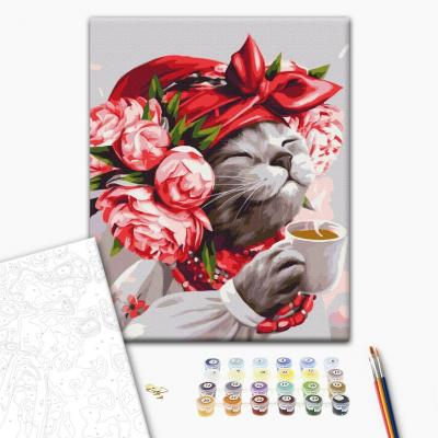 გასაფერადებელი ნომრებით BrushMe BS53241 Housewife kitty 40*50სმ. ტილო ჩარჩოზე, აკრილის საღებავი, ფუნჯები /ნაკრები/