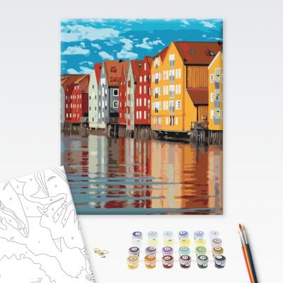 გასაფერადებელი ნომრებით BrushMe BS52444 colored houses 40*50სმ. ტილო ჩარჩოზე, აკრილის საღებავი, ფუნჯები /ნაკრები/