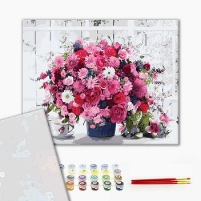 გასაფერადებელი ნომრებით BrushMe GX8069 Bright bouquet 40*50სმ. ტილო ჩარჩოზე, აკრილის საღებავი, ფუნჯები /ნაკრები/