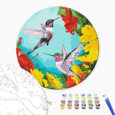 გასაფერადებელი ნომრებით BrushMe RC0001L Hummingbird in flowers (Size L) O-40სმ. ტილო ჩარჩოზე, აკრილის საღებავი, ფუნჯები /ნაკრები/