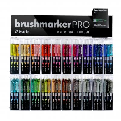 მარკერი ფუნჯი წყლის ბაზაზე KARIN Brushmarker PRO დისპლეი (240 მარკერი)