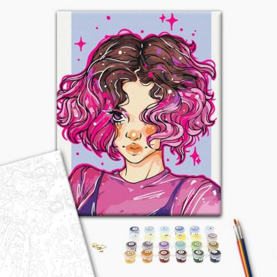 გასაფერადებელი ნომრებით Brushme BS53521 Bright curls @nila_art_art  40*50სმ. ტილო ჩარჩოზე, აკრილის საღებავი, ფუნჯები /ნაკრები/
