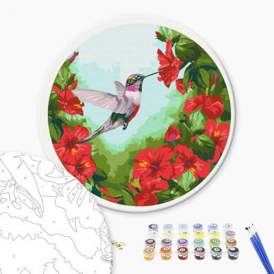 გასაფერადებელი ნომრებით BrushMe RC00012M Hummingbird (Size M) O-40სმ ტილო ჩარჩოზე, აკრილის საღებავი, ფუნჯები /ნაკრები/