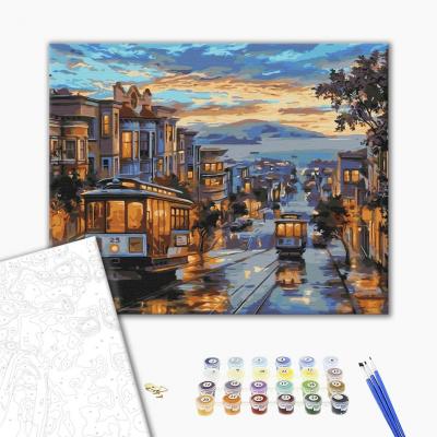 გასაფერადებელი ნომრებით BrushMe BS51381 The city in the colors of the rain 40*50სმ. ტილო ჩარჩოზე, აკრილის საღებავი, ფუნჯები /ნაკრები/
