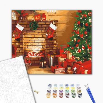 გასაფერადებელი ნომრებით BrushMe BS52748 New Year's comfort 40*50სმ. ტილო ჩარჩოზე, აკრილის საღებავი, ფუნჯები /ნაკრები/