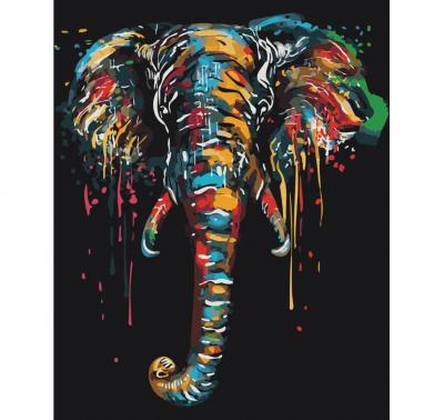 გასაფერადებელი ნომრებით BrushMe BS51377 Elephant in paints 40*50სმ. ტილო ჩარჩოზე, აკრილის საღებავი, ფუნჯები /ნაკრები/