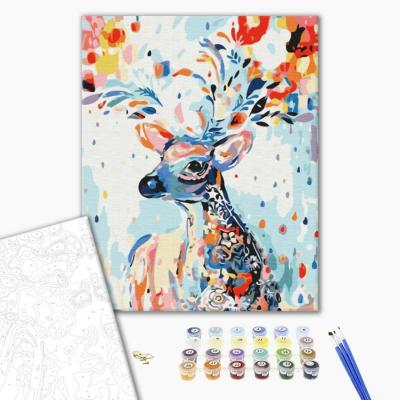 გასაფერადებელი ნომრებით BrushMe BS202 colorful deer 40*50სმ. ტილო ჩარჩოზე, აკრილის საღებავი, ფუნჯები /ნაკრები/